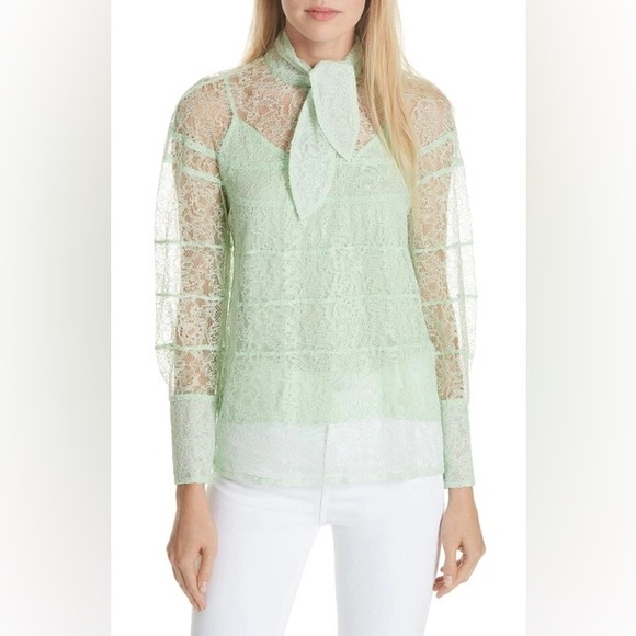SANDRO izzie sheer lace tie-neck top - Picture 1 of 9